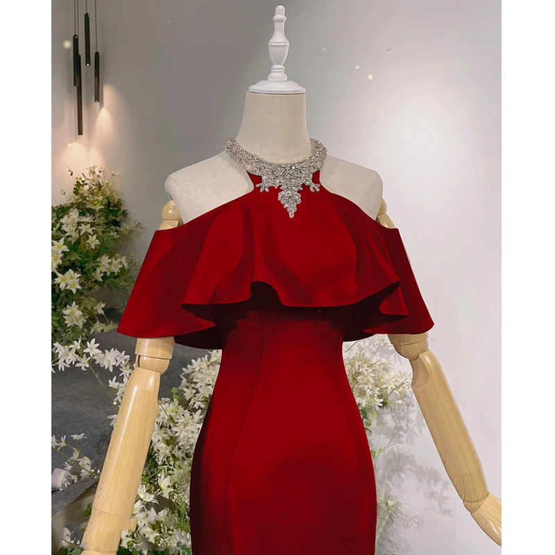 Красное свадебное платье для женщин, регулируемое, для помолвки, в корейском стиле, длинное, с кристаллами и дизайном «рыбий хвост»
Красное свадебное платье для женщин, регулируемое, для помолвки, в корейском стиле, длинное, с кристаллами и дизайном «рыбий хвост»