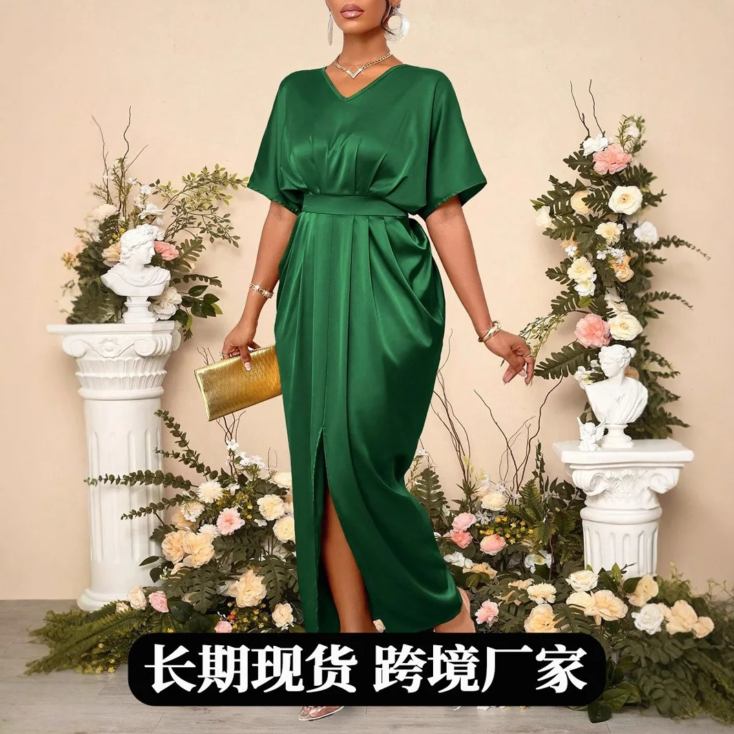 Women's Early Autumn New Satin Dress European and American Ball Dress Satin Waist Dress
Women's Early Autumn New Satin Dress European and American Ball Dress Satin Waist Dress