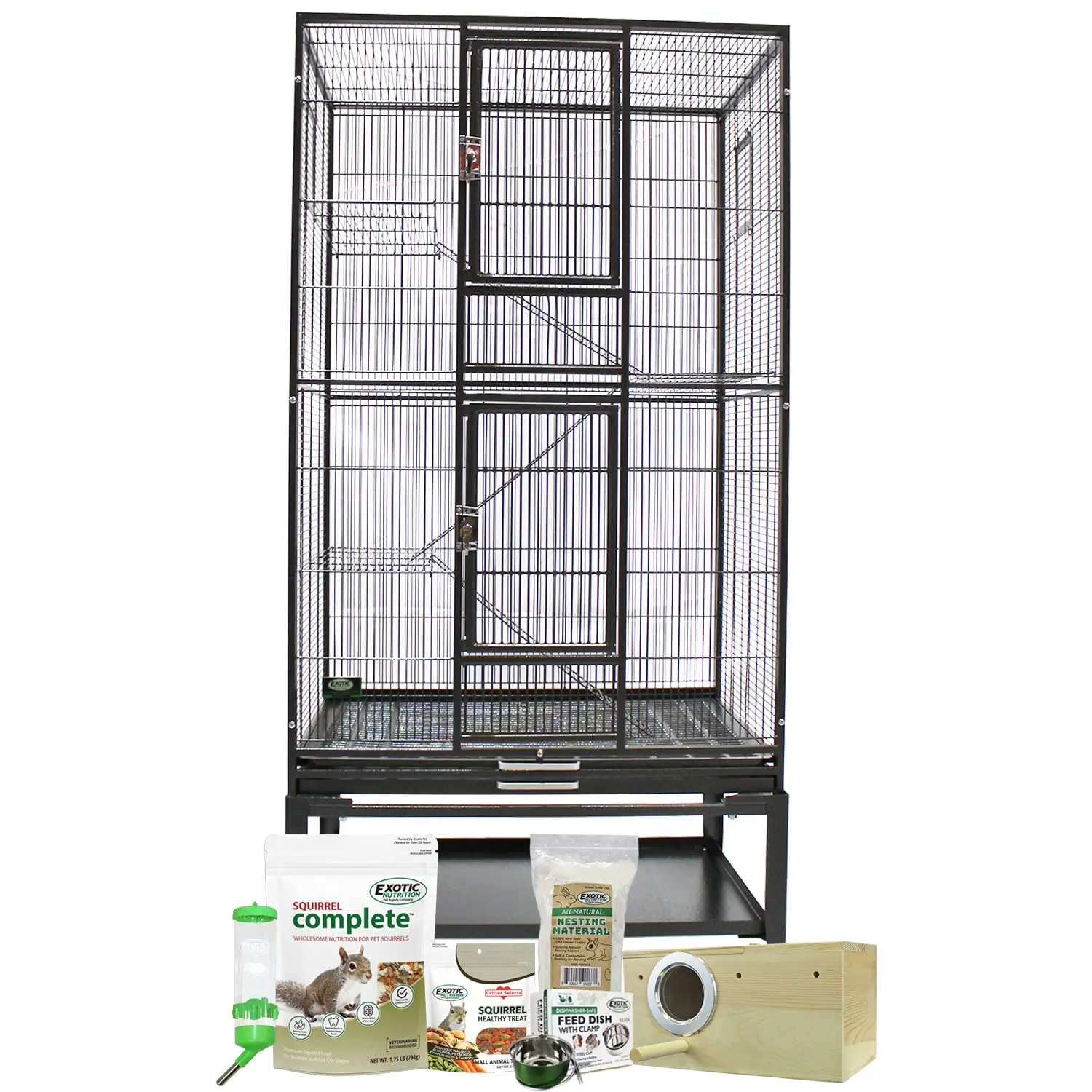 Congo Cage & Starter Package for Squirrels - Includes Durable Cage, Healthy Food, Natural Treat, Water Bottle, Food, Customized
Congo Cage & Starter Package for Squirrels - Includes Durable Cage, Healthy Food, Natural Treat, Water Bottle, Food, Customized