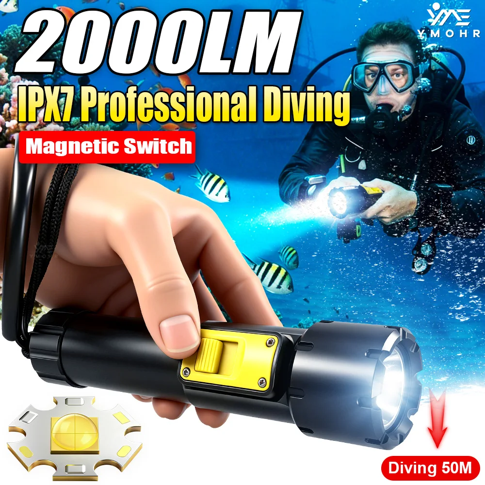 2000LM Powerful XHP70 Diving Flashlight IPX7 Underwater Lamp 50M Professional Scuba Diving Torch High Power LED Flashlight 18650
2000LM Powerful XHP70 Diving Flashlight IPX7 Underwater Lamp 50M Professional Scuba Diving Torch High Power LED Flashlight 18650