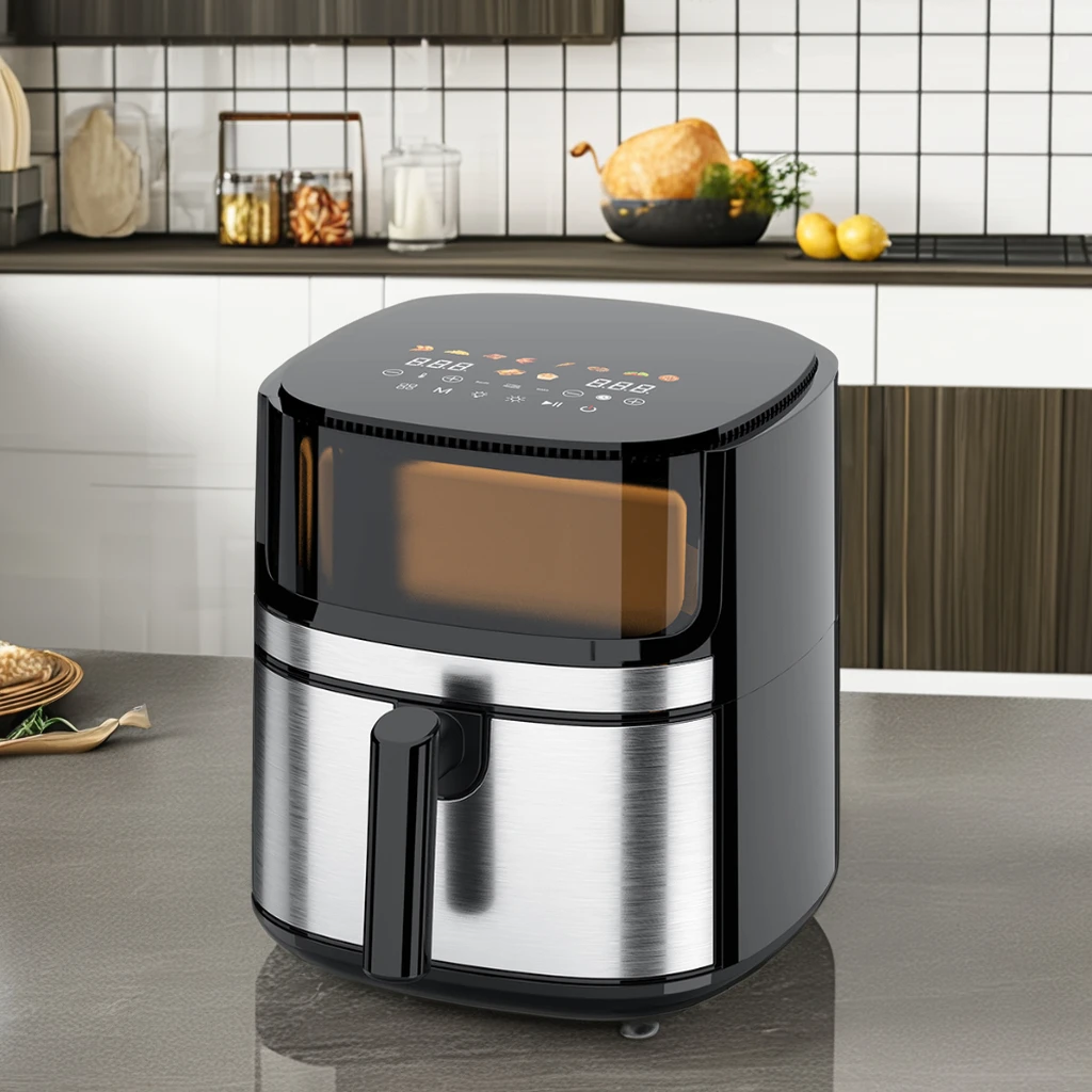 Large Air Fryer 8 Liter Digital Smart Glass Visible Window 10 Preset Function Home Kitchen Appliances Stainless Steel Air Fryer
Large Air Fryer 8 Liter Digital Smart Glass Visible Window 10 Preset Function Home Kitchen Appliances Stainless Steel Air Fryer