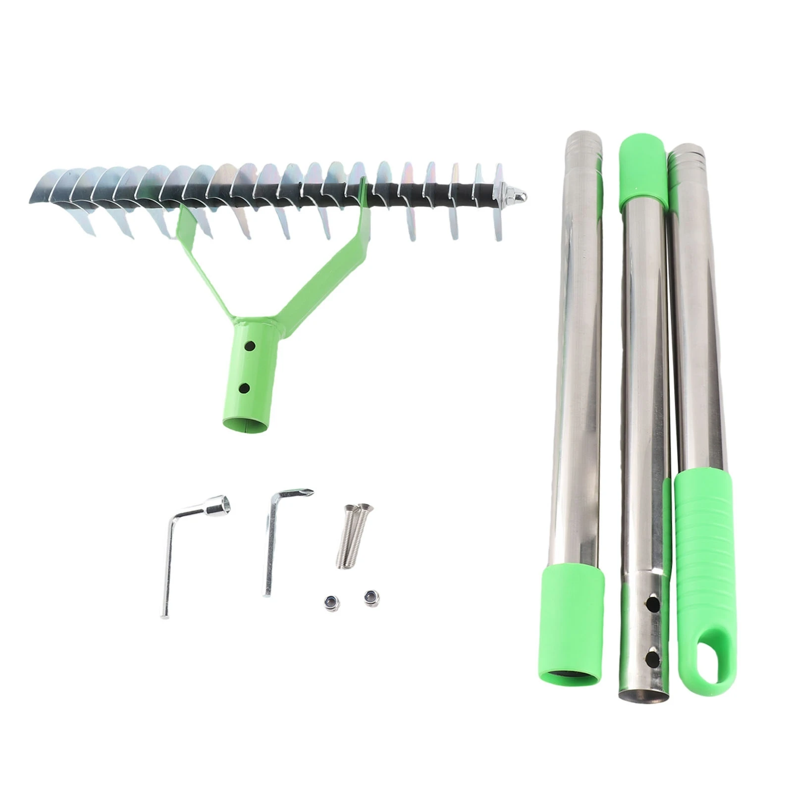 Thatch Rake 3 Sections Stainless Steel Dethatcher Lawn Rake for Clearing Dead Grass
Thatch Rake 3 Sections Stainless Steel Dethatcher Lawn Rake for Clearing Dead Grass