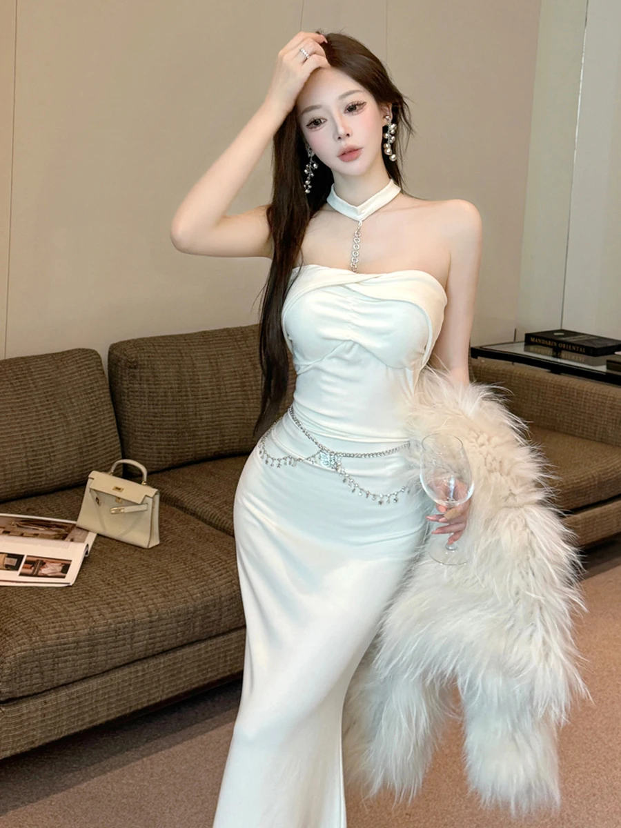 Ele Sexy Evening Gown Ne Hanging Tube Top Long Dr Sensual Slim Fit Body Contouring Fi Tail Skirt for Ladies
Ele Sexy Evening Gown Ne Hanging Tube Top Long Dr Sensual Slim Fit Body Contouring Fi Tail Skirt for Ladies