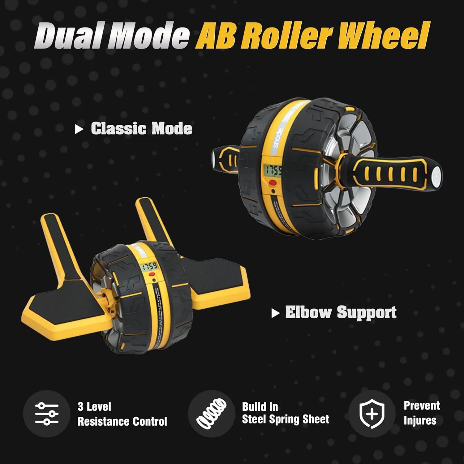 Ab Roller Wheel with Elbow Support, 3 Levels Resist, Dual Mode, Ab Wheel for Core Workout, Automatic Rebound Sytem
Ab Roller Wheel with Elbow Support, 3 Levels Resist, Dual Mode, Ab Wheel for Core Workout, Automatic Rebound Sytem