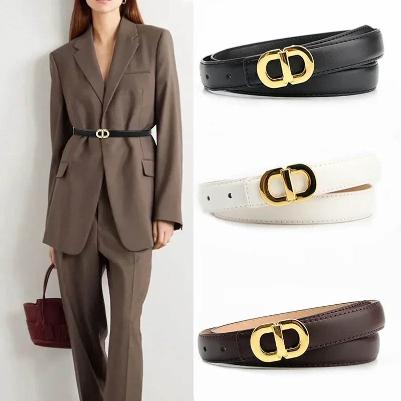 

New Luxury Brand Pu Leather Belt for Women Designer Alloy Buckle Waist Strap Female Jeans Trouser Dress Waistband Office 365