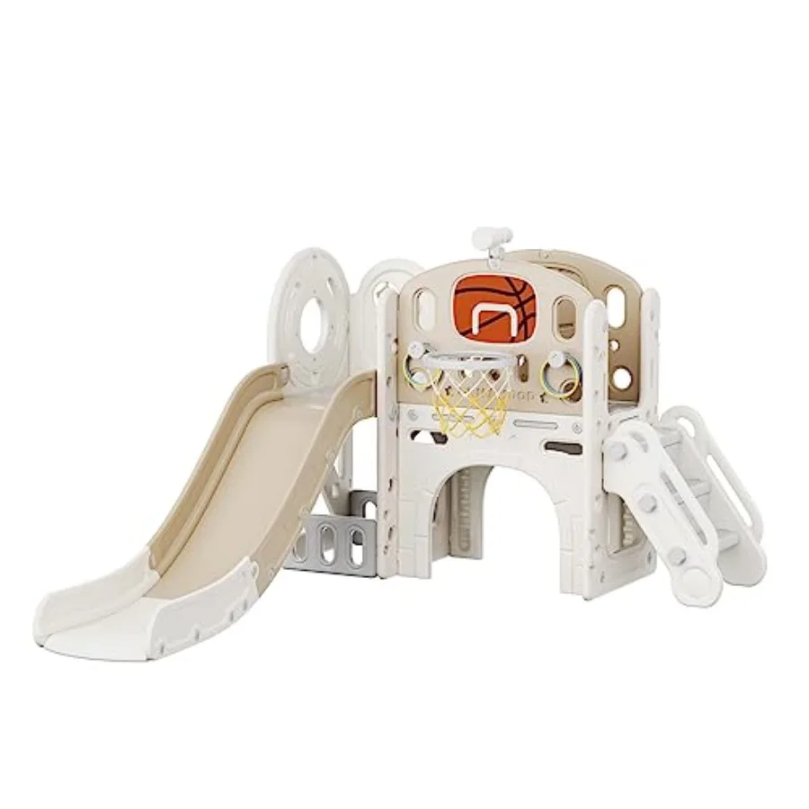 Игровой комплекс для малышей с горкой, туннелем, баскетбольным кольцом, скалодромом и местом для хранения, белый + кофейный
Игровой комплекс для малышей с горкой, туннелем, баскетбольным кольцом, скалодромом и местом для хранения, белый + кофейный