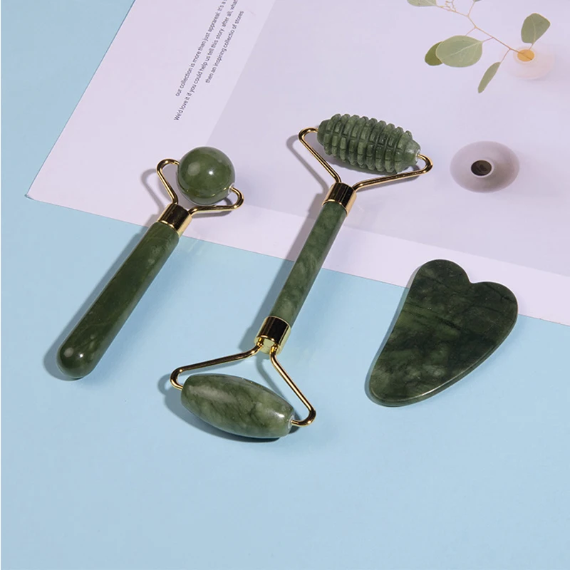3pcs Jade Roller Gua Sha Set Facial Roller Massager With Gua Sha Scraping Tool Jade Stone Massager For Face And Neck
3pcs Jade Roller Gua Sha Set Facial Roller Massager With Gua Sha Scraping Tool Jade Stone Massager For Face And Neck
