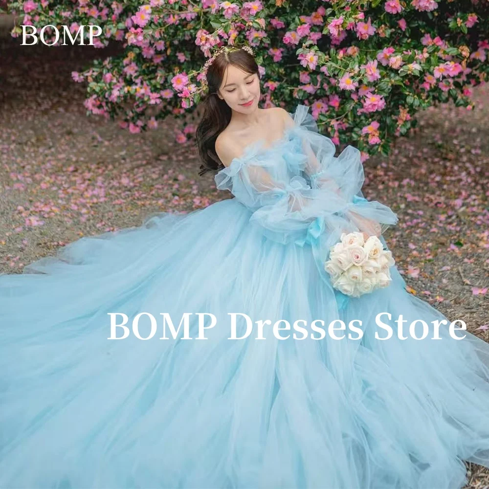 BOMP Elegant Candy Blue Evening Dresses Off the Shoulder Korea Wedding Photo shoot Illusion Ball Prom Gowns Customized 웨딩드레스
BOMP Elegant Candy Blue Evening Dresses Off the Shoulder Korea Wedding Photo shoot Illusion Ball Prom Gowns Customized 웨딩드레스