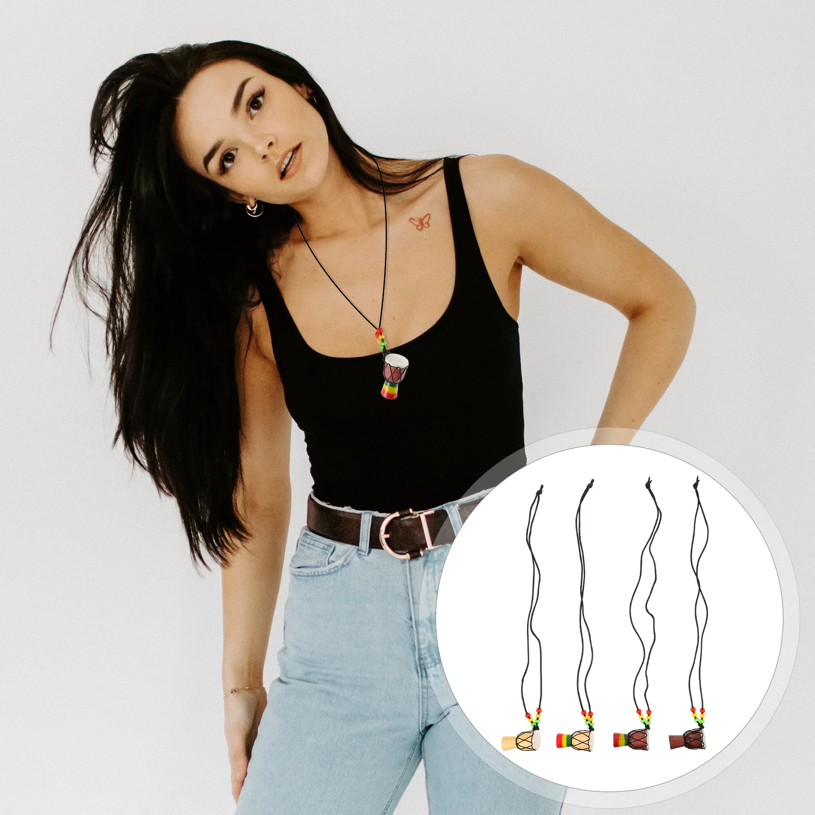 4pcs Mini African Drum Design Neck Chain Personalized Pendant Creative Hanging Decor For Festival Beach Party Travel Souvenirs
4pcs Mini African Drum Design Neck Chain Personalized Pendant Creative Hanging Decor For Festival Beach Party Travel Souvenirs