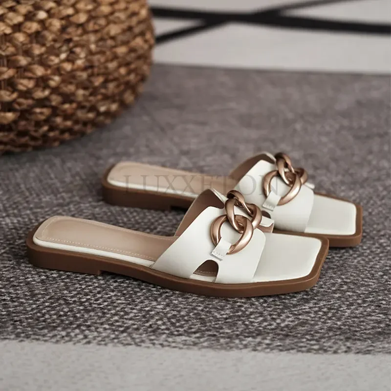 Women Slippers Metal Buckle Retro Flat Bottomed Female Sandals Summer Classic Comfort Beach Outdoor Ladies Shoes
Women Slippers Metal Buckle Retro Flat Bottomed Female Sandals Summer Classic Comfort Beach Outdoor Ladies Shoes