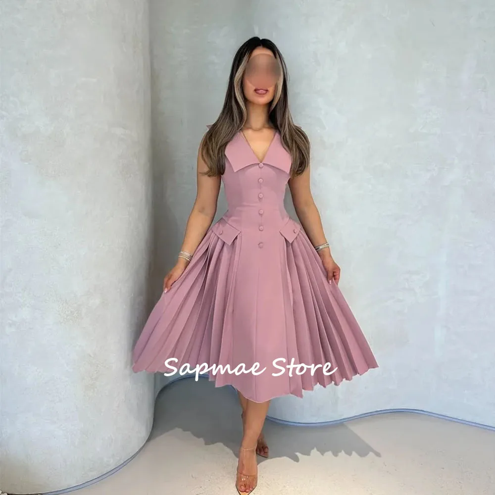 Sapmae Customized Pink Sleeveless Formal Evening Dresses V-Neck Tea-Length Pleated Prom Dresses A-Line Party Dress
Sapmae Customized Pink Sleeveless Formal Evening Dresses V-Neck Tea-Length Pleated Prom Dresses A-Line Party Dress