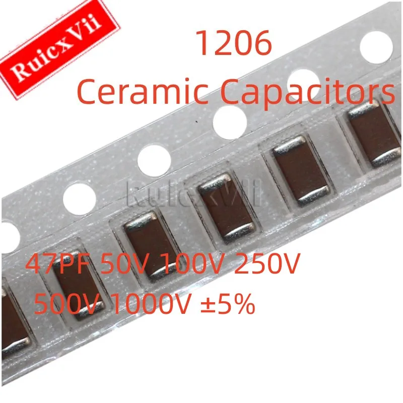 (50pcs) 1206 47PF 50V 100V 250V 500V 1000V ±5% 470J COG 3216 SMD Ceramic Capacitors
(50pcs) 1206 47PF 50V 100V 250V 500V 1000V ±5% 470J COG 3216 SMD Ceramic Capacitors