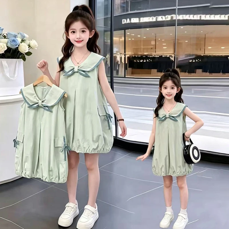 New Kids Designer Summer Sleeveless Sailor Collar Blouse Dress For Girls Matching Clothing Twin Sisters Dress Children Tops
New Kids Designer Summer Sleeveless Sailor Collar Blouse Dress For Girls Matching Clothing Twin Sisters Dress Children Tops