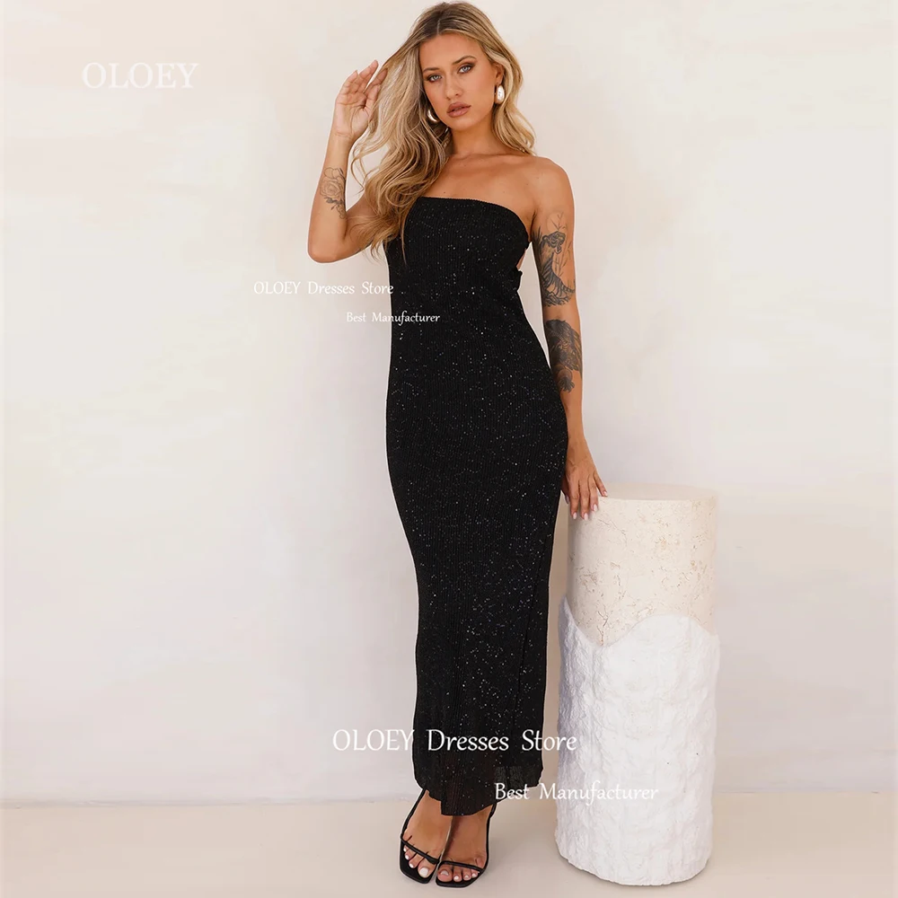 OLOEY Glittery Black Evening Dresses Strapless Ankle-Length Wedding Party Dresses Backless Chiffon Prom Gowns Custom Made
OLOEY Glittery Black Evening Dresses Strapless Ankle-Length Wedding Party Dresses Backless Chiffon Prom Gowns Custom Made