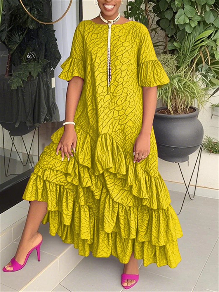 Lemongor Elegant Printed Ruffle Trim Layered Party Evening Maxi Dresses Women 2025 New Half Sleeves Leisure Fashion Long Dress
Lemongor Elegant Printed Ruffle Trim Layered Party Evening Maxi Dresses Women 2025 New Half Sleeves Leisure Fashion Long Dress