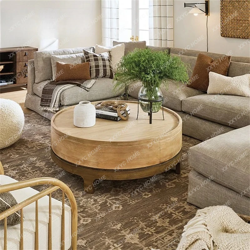 Furniture Solid wood pastoral rural tea table Log round coffee table
Furniture Solid wood pastoral rural tea table Log round coffee table