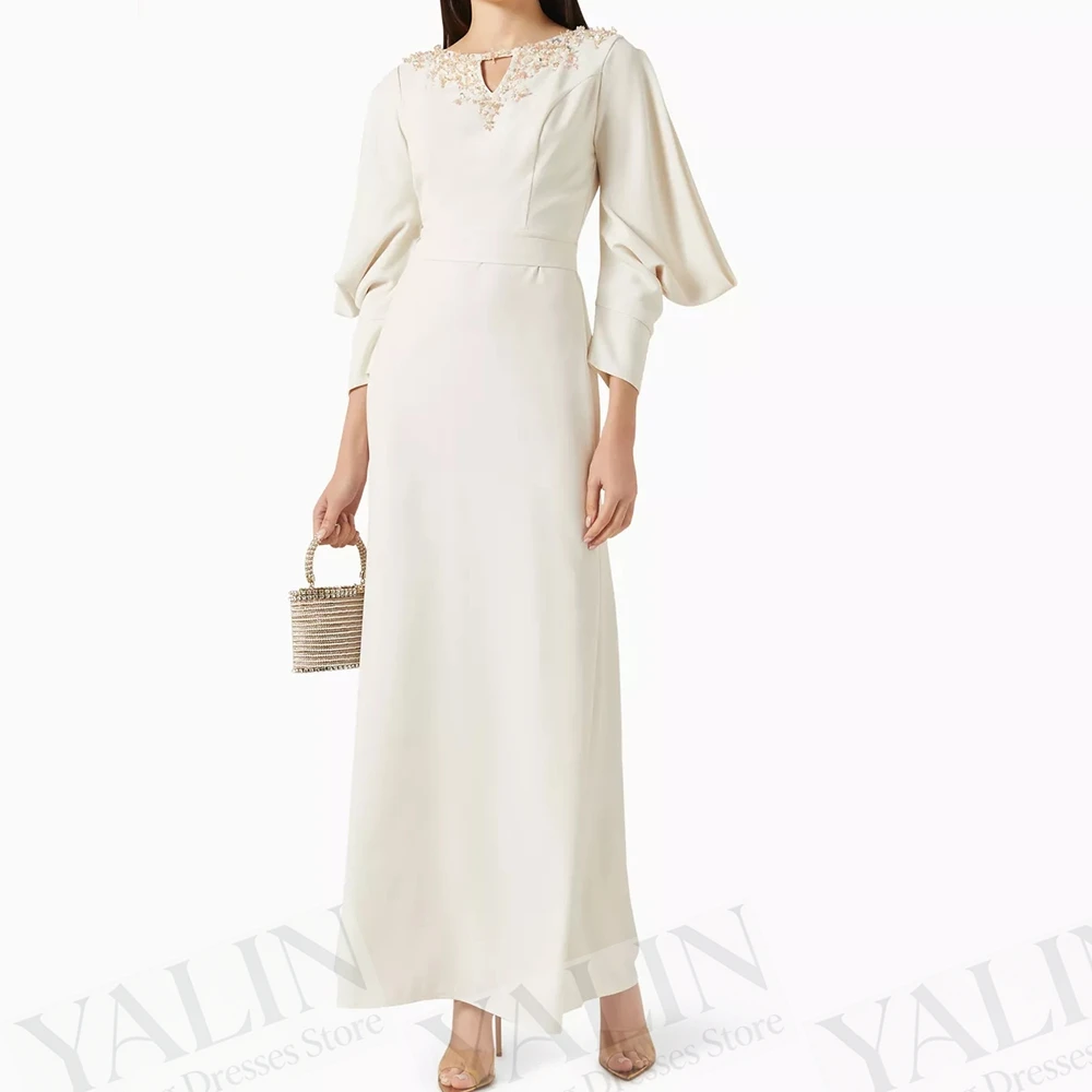 Women's A-line Evening Dresses Ankle-length Scoop-neck Full Sleeve Prom Gown Fashion Sequined Simple Draped Customized Gowns
Women's A-line Evening Dresses Ankle-length Scoop-neck Full Sleeve Prom Gown Fashion Sequined Simple Draped Customized Gowns