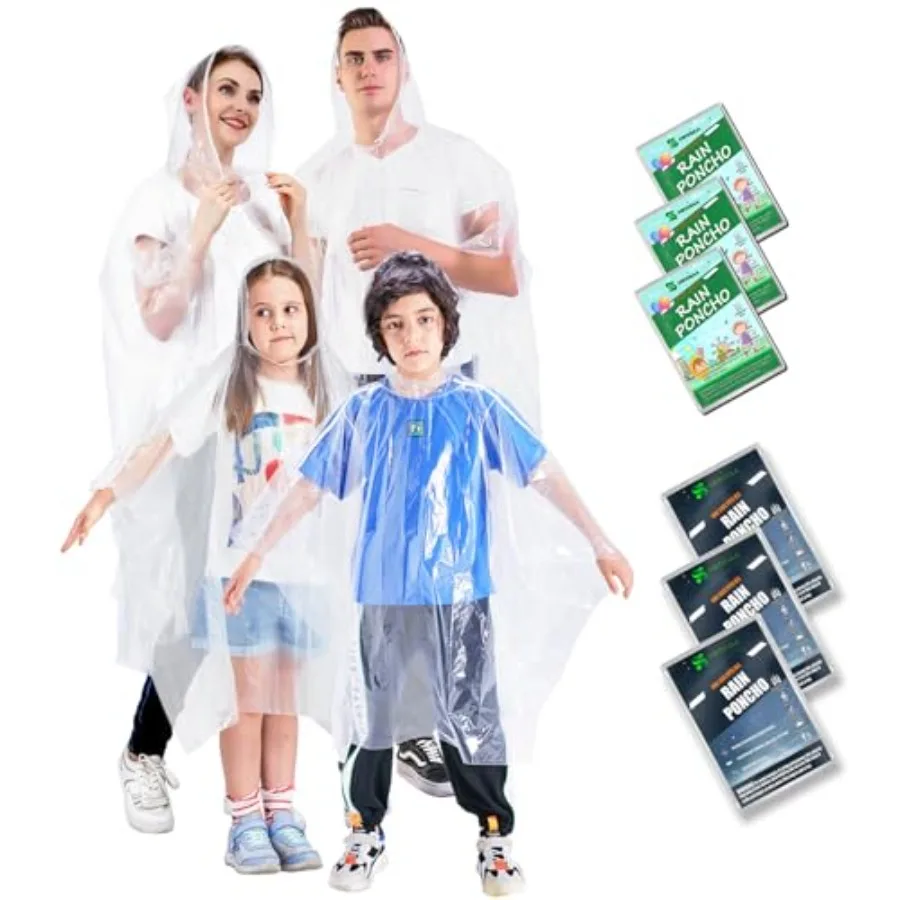 Disposable Rain Ponchos for 6 Pack/Adults 10 and 6 Pack/Ponchos Family 6 Pack Extra Thicker Emergency Ponchos
Disposable Rain Ponchos for 6 Pack/Adults 10 and 6 Pack/Ponchos Family 6 Pack Extra Thicker Emergency Ponchos