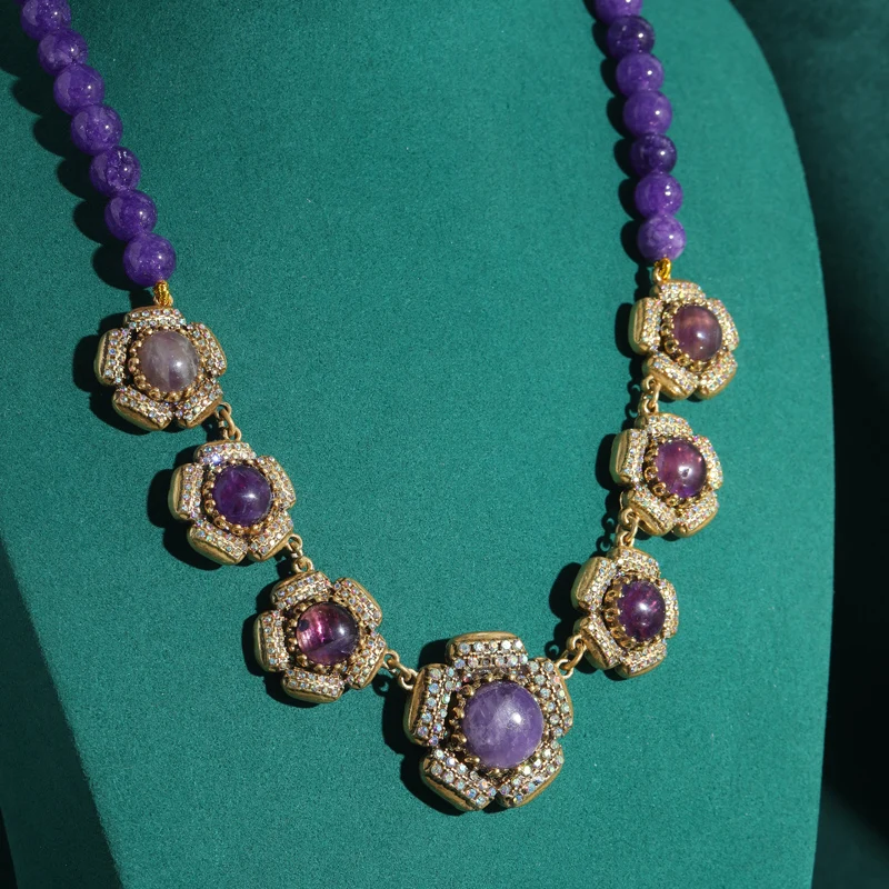 Vintage Purple Flower Necklace Beaded Natural Stone Jewelry Rhinestones Designer Party For Woman Luxury Charm Accessories 2025
Vintage Purple Flower Necklace Beaded Natural Stone Jewelry Rhinestones Designer Party For Woman Luxury Charm Accessories 2025