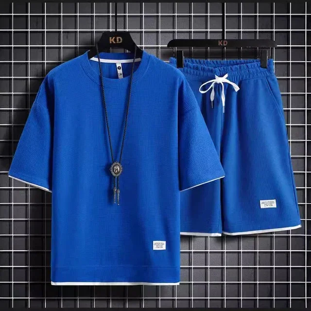 Summer new men's casual short-sleeved T-shirt set, fashionable outdoor men's round-neck pullover + sports shorts 2-piece set
Summer new men's casual short-sleeved T-shirt set, fashionable outdoor men's round-neck pullover + sports shorts 2-piece set