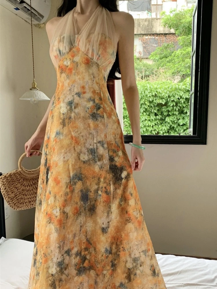 Print Floral Vintage Beach Long Dress Women Summer Sleeveless Halter Backless Slim Long Dress Sexy Club Party Birthday Dresses
Print Floral Vintage Beach Long Dress Women Summer Sleeveless Halter Backless Slim Long Dress Sexy Club Party Birthday Dresses