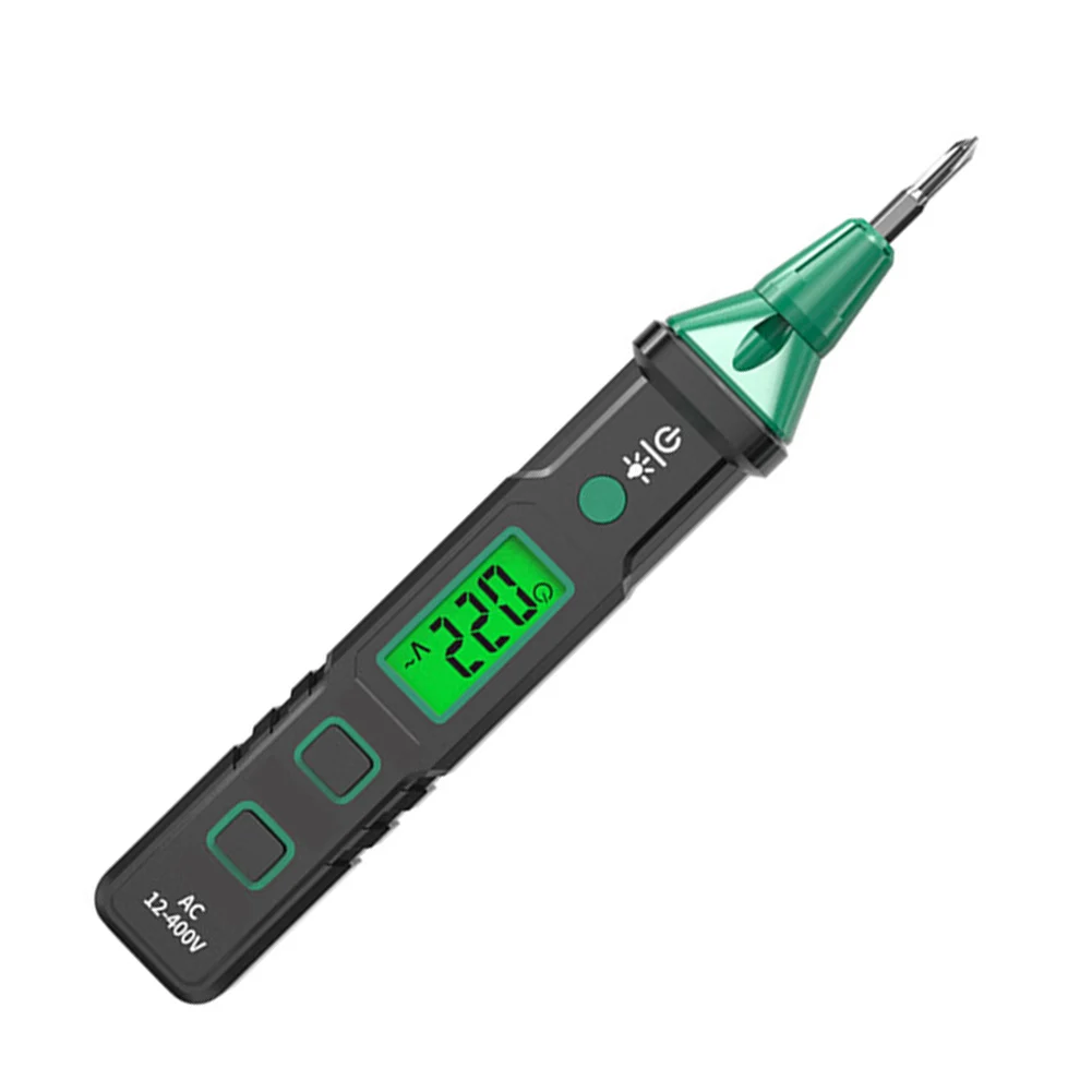 AC 12-400V Voltage Tester Pen with Digital Display Non-Contact Detection Audible Breakpoint Alarm and Built-in LED Flashlight
AC 12-400V Voltage Tester Pen with Digital Display Non-Contact Detection Audible Breakpoint Alarm and Built-in LED Flashlight