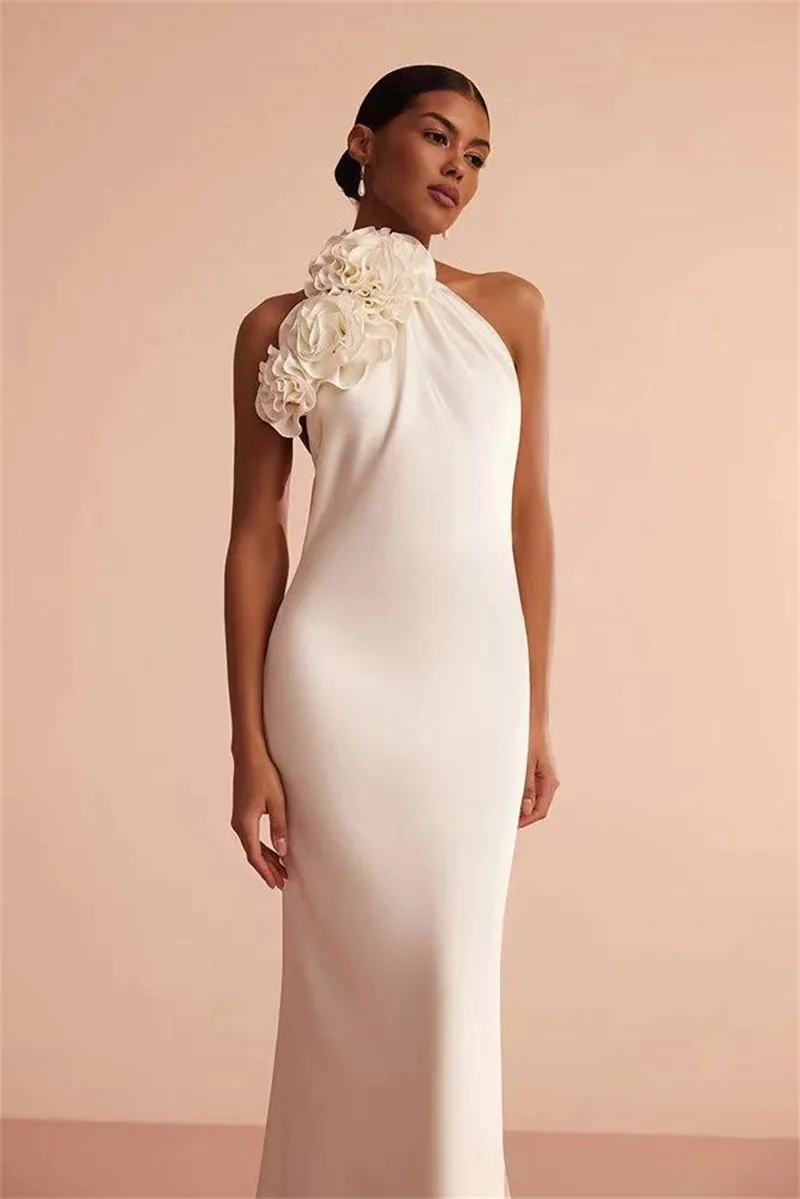 Sexy White Women's Prom Dress Sexy Halter Neck Backless Sleeveless Long Party Gown 3D Flower Formal Birthday Red Carpet Robe
Sexy White Women's Prom Dress Sexy Halter Neck Backless Sleeveless Long Party Gown 3D Flower Formal Birthday Red Carpet Robe