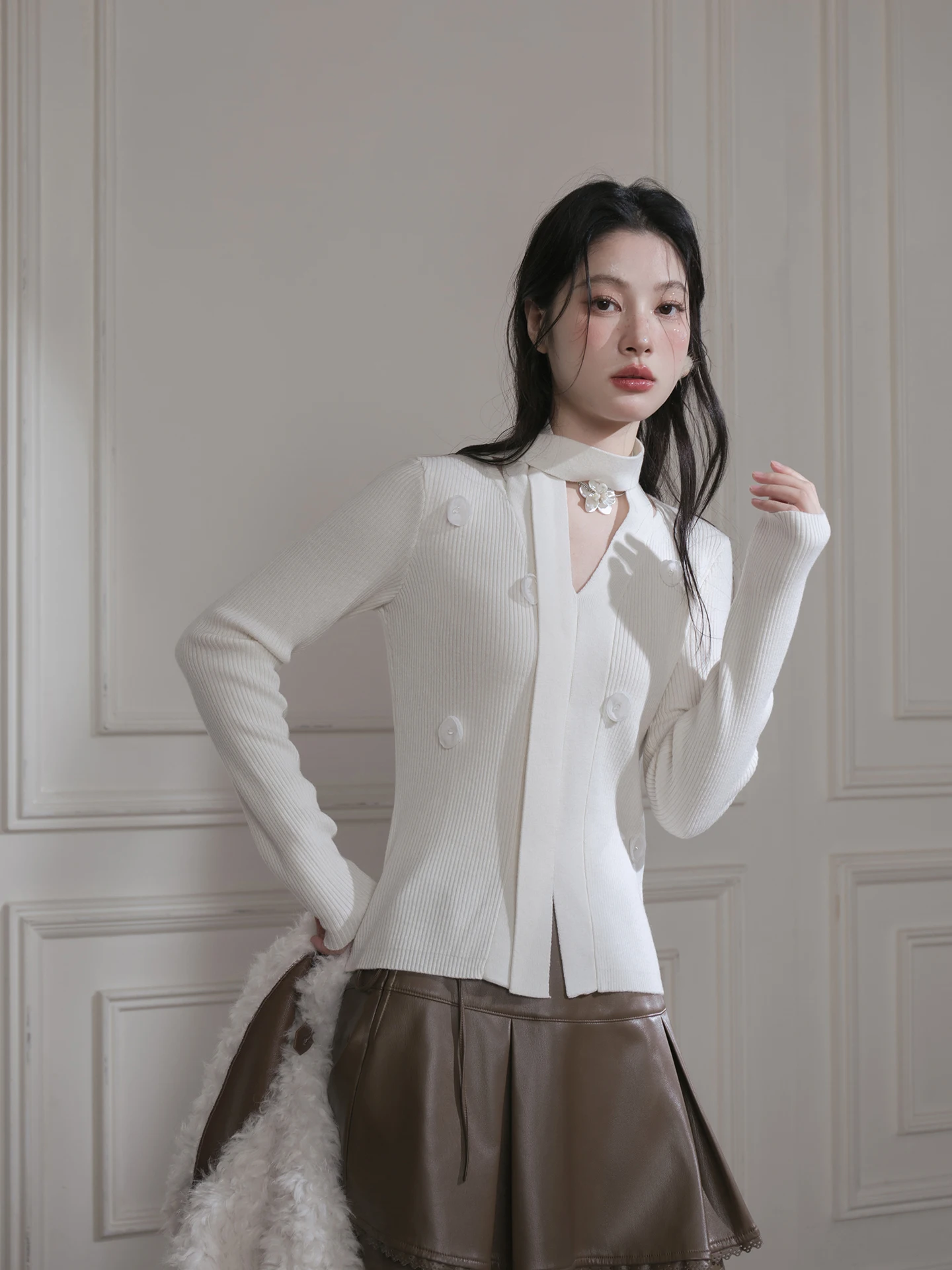 COTRE Elegant Soft Wool Knitted Top Necktie Floral 3D Embroidery Long Sleeve Women's Fashion Winter Warm Pullover Sweater
COTRE Elegant Soft Wool Knitted Top Necktie Floral 3D Embroidery Long Sleeve Women's Fashion Winter Warm Pullover Sweater