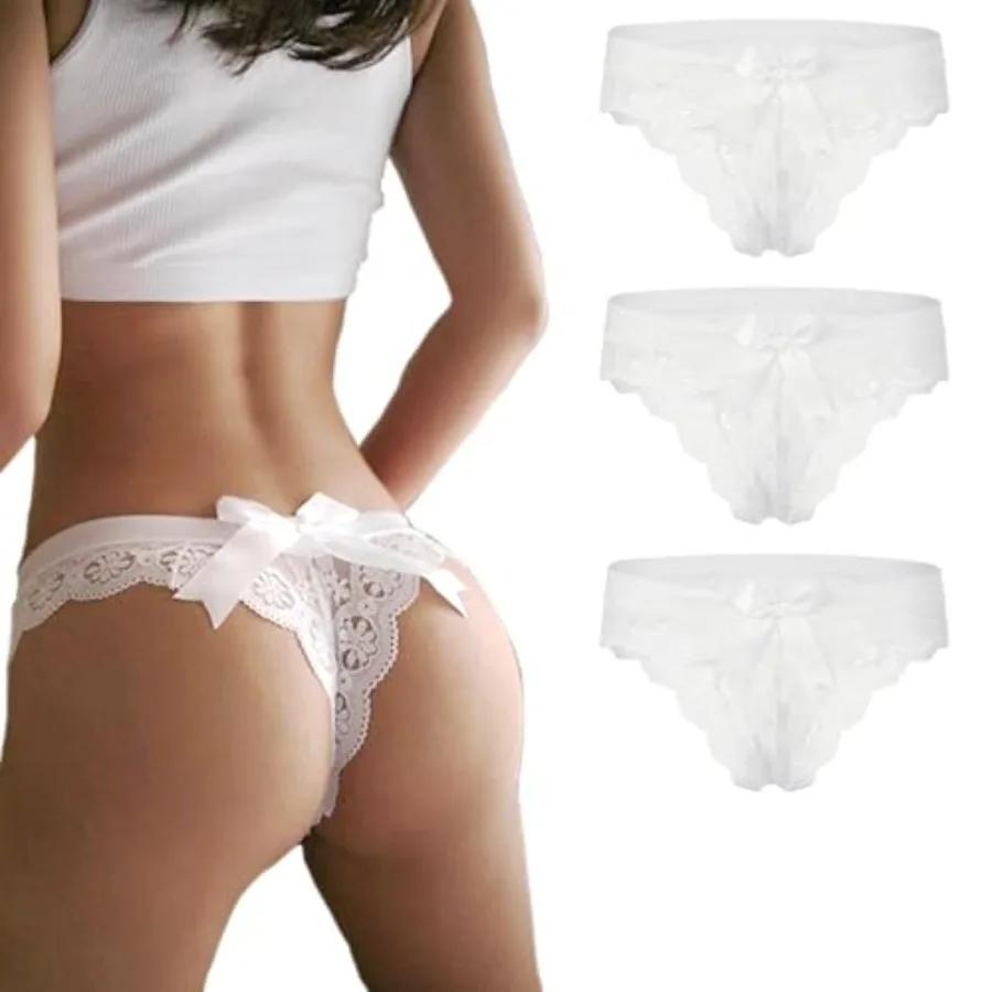 sasiga Women Lace Bow Thongs, T Back Low Waist Panties Sexy V-Shape Design Floral Lace, Breathable Panties for Women 3-Pack
sasiga Women Lace Bow Thongs, T Back Low Waist Panties Sexy V-Shape Design Floral Lace, Breathable Panties for Women 3-Pack