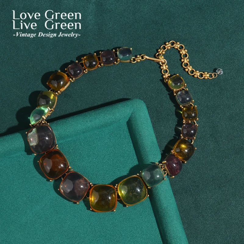 Vintage Colorful Candy Square Necklace Gold Color Luxury Designer Jewelry Gifts Quality Charms Woman Summer Beach Accessories
Vintage Colorful Candy Square Necklace Gold Color Luxury Designer Jewelry Gifts Quality Charms Woman Summer Beach Accessories