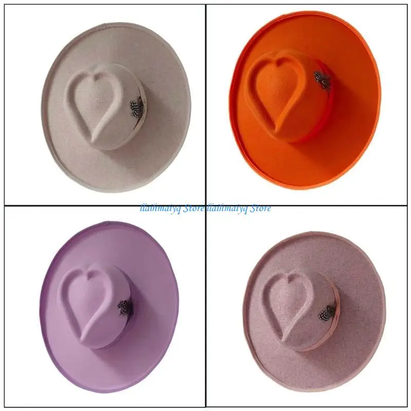 573B Homburg Heart Top Classical Styling Hat Gifts for Boyfriend Hat Wide Brimmed Unisex Wear for Gatherings Photo Props
573B Homburg Heart Top Classical Styling Hat Gifts for Boyfriend Hat Wide Brimmed Unisex Wear for Gatherings Photo Props