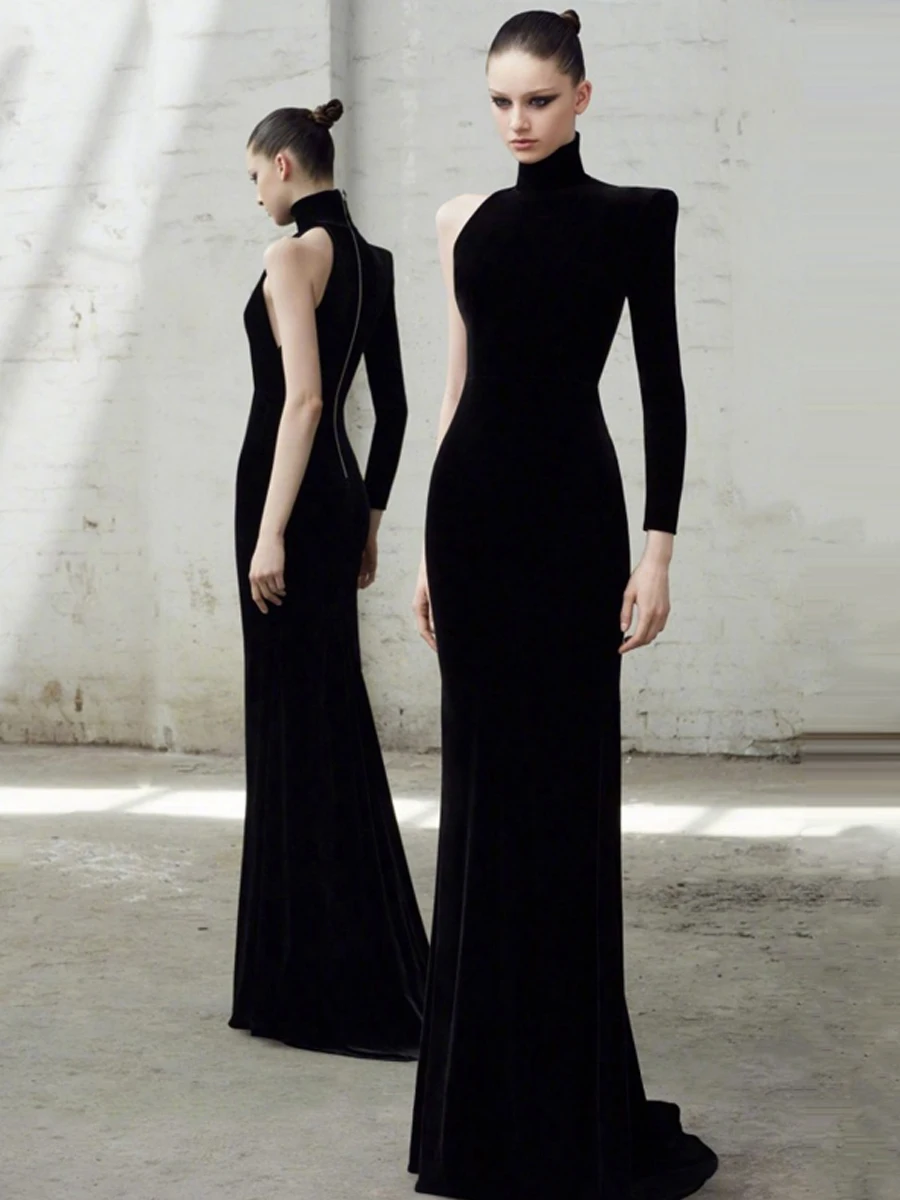 Ele Slimming High Collar Single oulder Long Dr Evening Par Host Gown Bla Sexy Fitted Dr for Gatherings
Ele Slimming High Collar Single oulder Long Dr Evening Par Host Gown Bla Sexy Fitted Dr for Gatherings