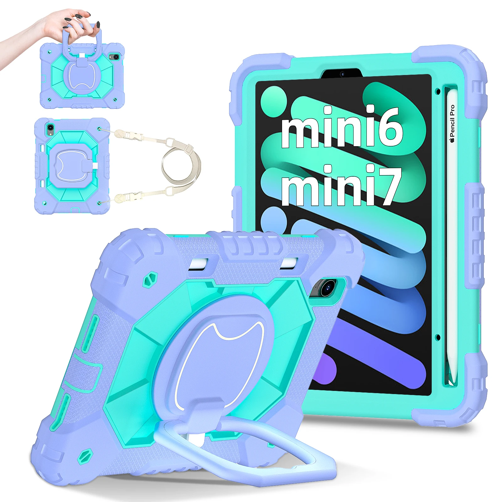 360 Rotating Stand Case Universal For iPad Mini 7 A17 Pro 2024 Mini 6 2021 8.3" Heavy Duty Cover With Handle Grip Shoulder Strap
360 Rotating Stand Case Universal For iPad Mini 7 A17 Pro 2024 Mini 6 2021 8.3" Heavy Duty Cover With Handle Grip Shoulder Strap