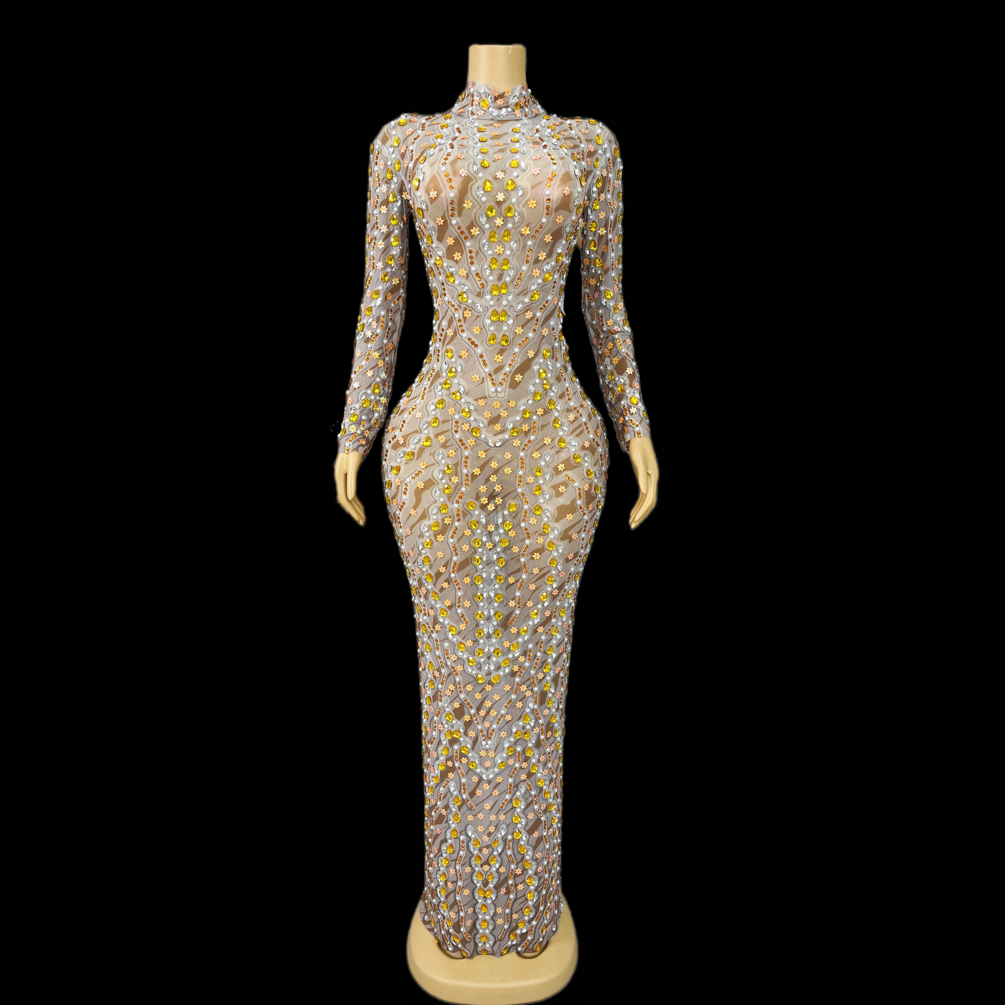 Shiny rhinestone pearl dress sexy transparent costume dance stage show nightclub party women's costumes xuehuawen
Shiny rhinestone pearl dress sexy transparent costume dance stage show nightclub party women's costumes xuehuawen