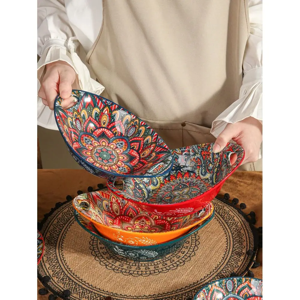 Salad Bowls Set, 19 Oz Porcelain Soup Bowl Set Of 4, Colorful Serving Bowls With Handle For Dinner, Pasta, Oatmeal, Bohemian St
Salad Bowls Set, 19 Oz Porcelain Soup Bowl Set Of 4, Colorful Serving Bowls With Handle For Dinner, Pasta, Oatmeal, Bohemian St