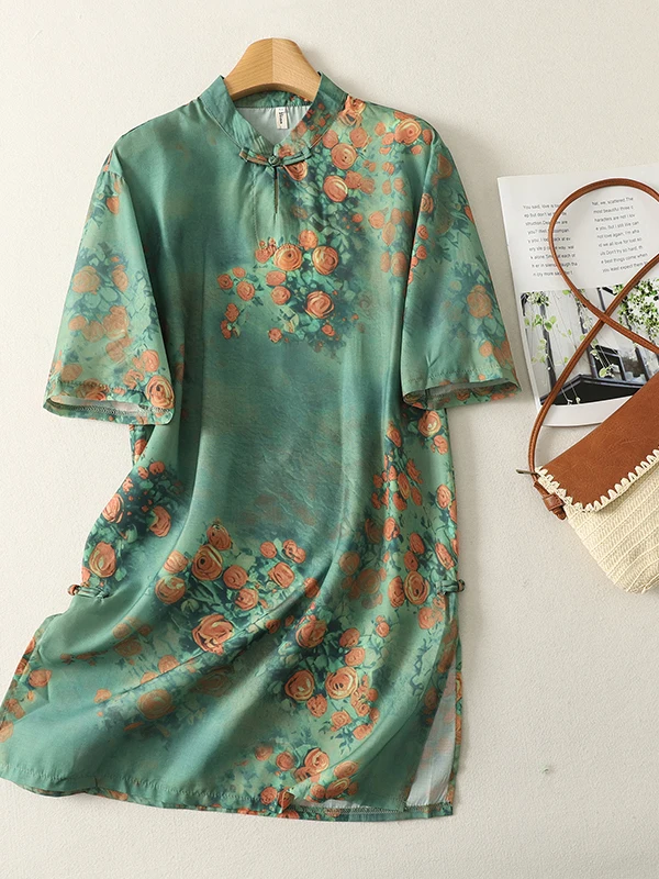 High-End Floral Print Summer Dress Women's Lightweight Breathable Chinese Artistic Retro Asymmetrical Hem Top A-Line Midi Dress
High-End Floral Print Summer Dress Women's Lightweight Breathable Chinese Artistic Retro Asymmetrical Hem Top A-Line Midi Dress