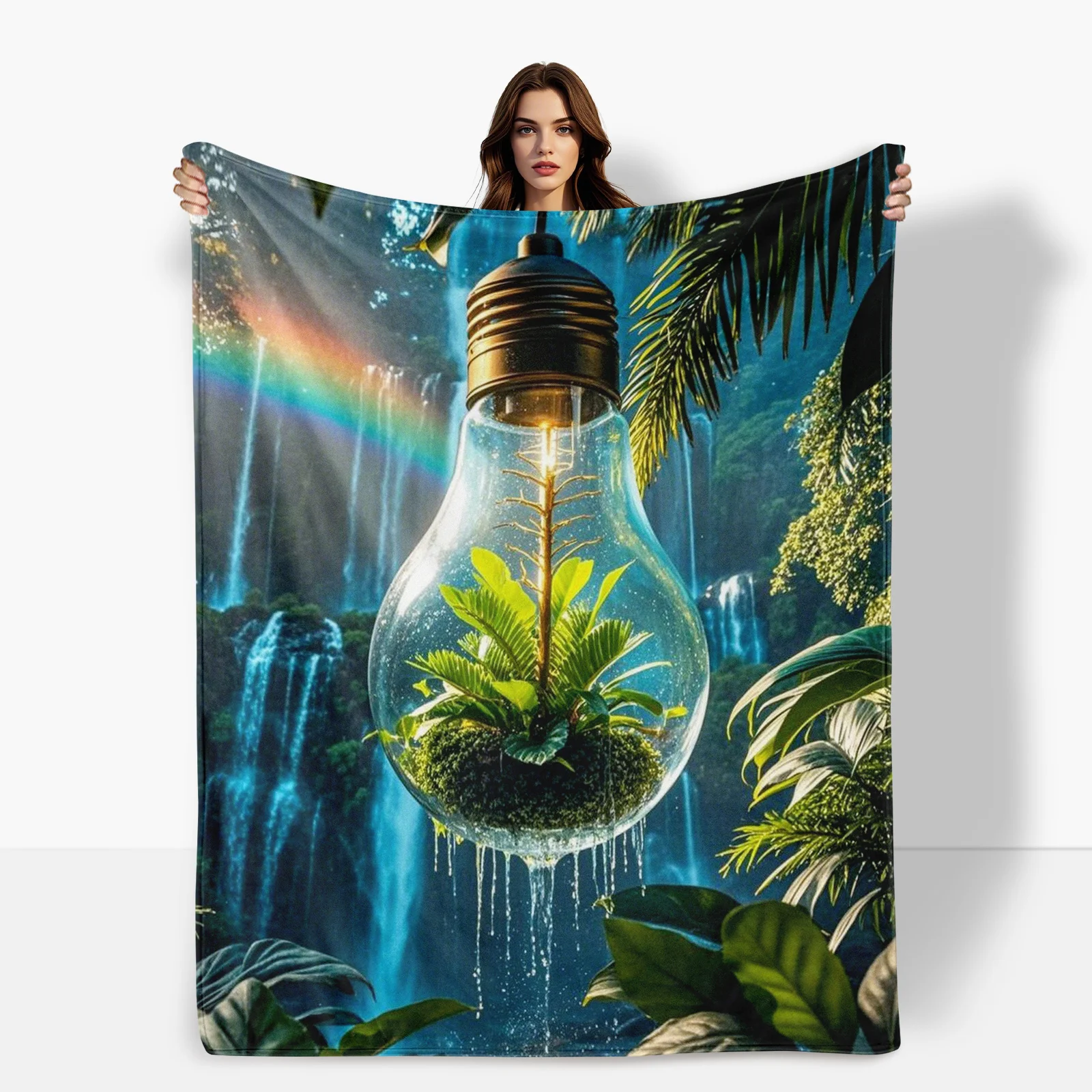 Tropical Rainforest Inspired Light Bulb Design With Plants And Waterfall Rainbow Effect Blanket For Vibrant Nature Themed
Tropical Rainforest Inspired Light Bulb Design With Plants And Waterfall Rainbow Effect Blanket For Vibrant Nature Themed