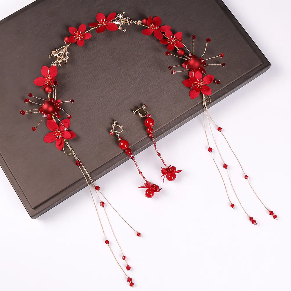 1Set Pearl Bride Headdress Red Flower Hair Band Wedding Party Bride Headband Flower Hair Clasp Earrings Women Headband
1Set Pearl Bride Headdress Red Flower Hair Band Wedding Party Bride Headband Flower Hair Clasp Earrings Women Headband