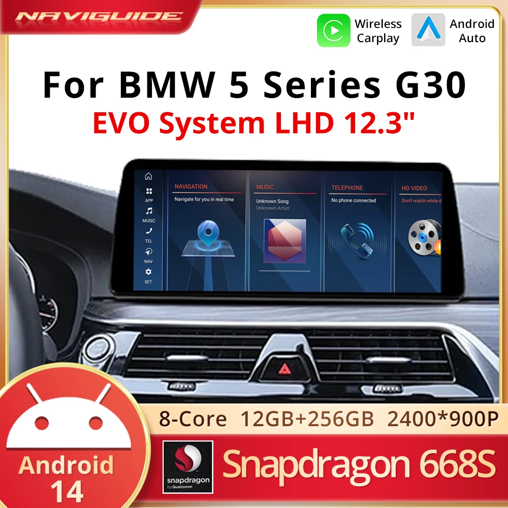 NAVIGUIDE 12,3 "Android 14 Carplay Auto для BMW 5 серии G30 G31 LHD EVO Система Автомобильный GPS Navi Мультимедийный видеоплеер BT Головное устройство
NAVIGUIDE 12,3 "Android 14 Carplay Auto для BMW 5 серии G30 G31 LHD EVO Система Автомобильный GPS Navi Мультимедийный видеоплеер BT Головное устройство