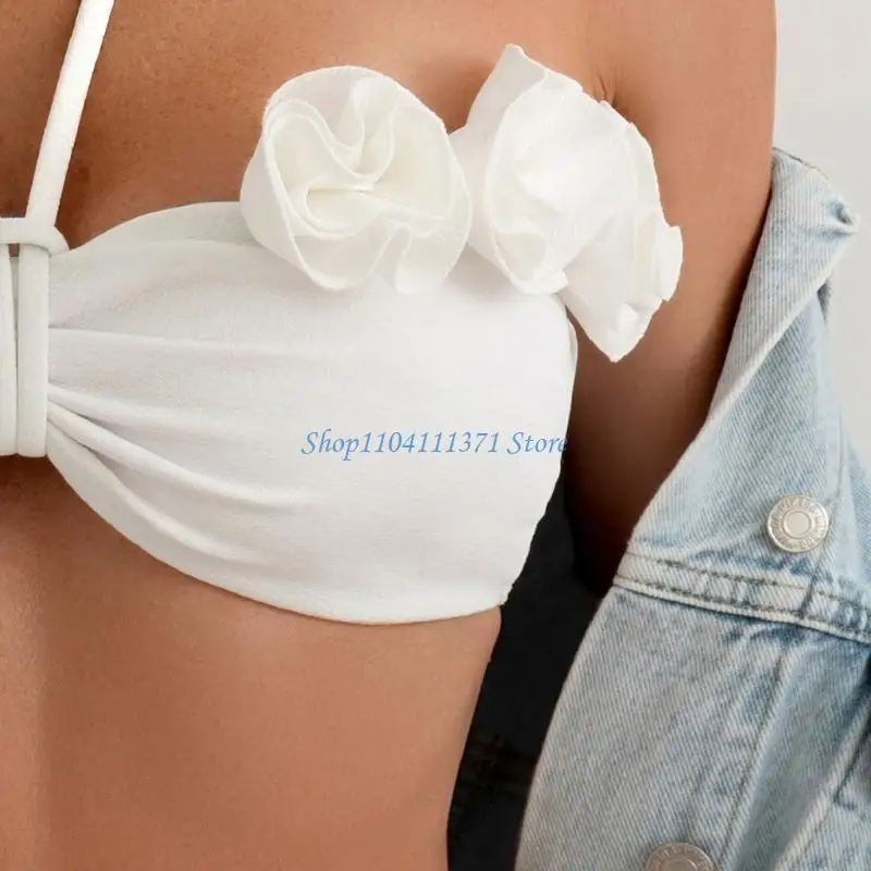 P9FC Women 3D Flower Swimsuit Set 2Pcs Summer Halter Ruched Bandeau and Thong
P9FC Women 3D Flower Swimsuit Set 2Pcs Summer Halter Ruched Bandeau and Thong