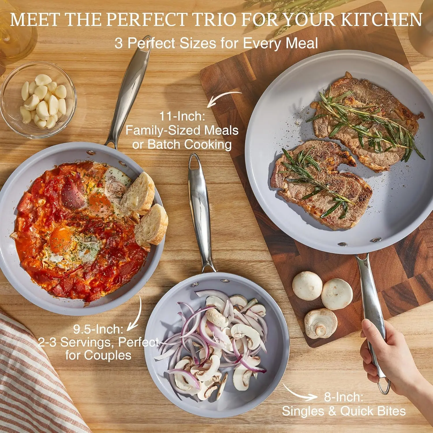 Non Stick Frying Pans Set Ceramic Pan Skillet Set Non Toxic Nonstick Frying Pan Handle Dishwasher Oven Safe PFAS PTFE PFOA Free
Non Stick Frying Pans Set Ceramic Pan Skillet Set Non Toxic Nonstick Frying Pan Handle Dishwasher Oven Safe PFAS PTFE PFOA Free