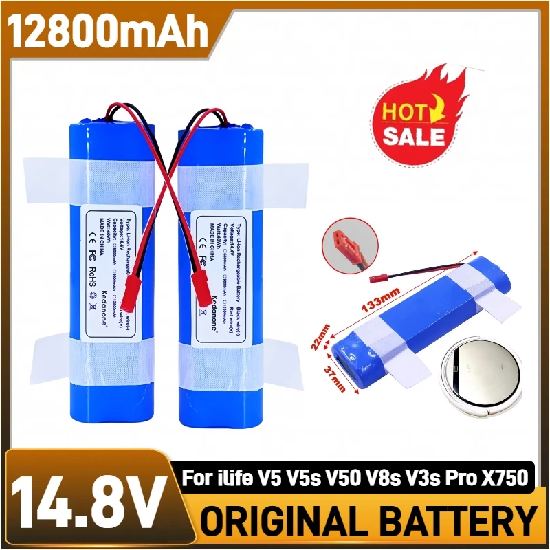 4S1P Original battery pack, 14.4V~14.8V 12800mAh, For ilife V5 V5s V50 V8s V3s Pro X750 Robot Vacuum Cleaner 18650 battery
4S1P Original battery pack, 14.4V~14.8V 12800mAh, For ilife V5 V5s V50 V8s V3s Pro X750 Robot Vacuum Cleaner 18650 battery