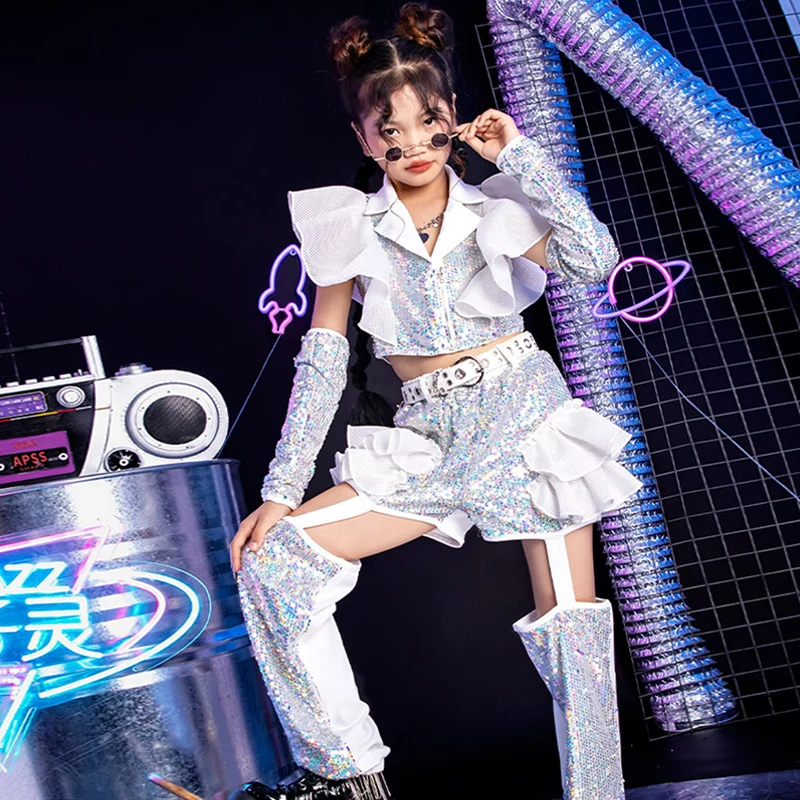 Silver Sequins Hip Hop Dancing Clothes Girls Concert Performance Costume Children Jazz Dance Outfit Cheerleading Clothes DL11250
Silver Sequins Hip Hop Dancing Clothes Girls Concert Performance Costume Children Jazz Dance Outfit Cheerleading Clothes DL11250