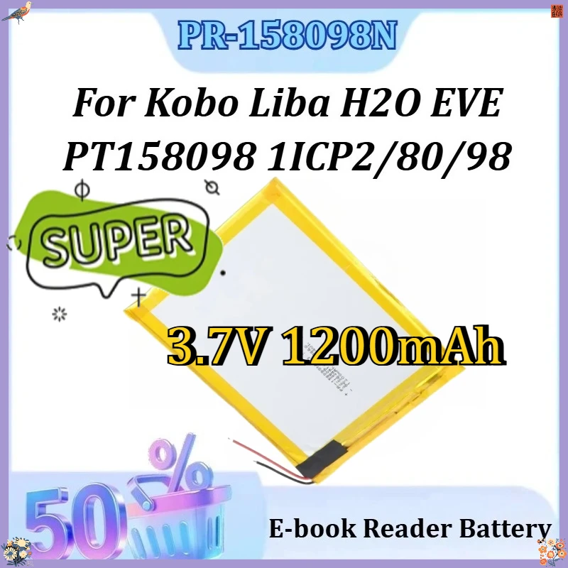 Новая батарея PR-158098N 3.7V 1200mAh для электронных книг Kobo Liba H2O EVE PT158098 1ICP2/80/98 + инструменты
Новая батарея PR-158098N 3.7V 1200mAh для электронных книг Kobo Liba H2O EVE PT158098 1ICP2/80/98 + инструменты