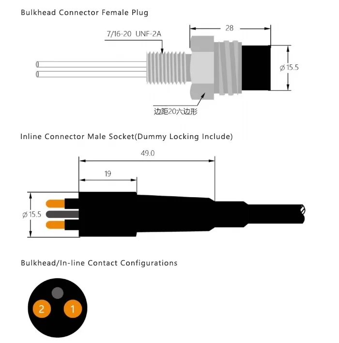 ROV 400m Depth ROV Female Bulkhead Connector + Male Inline Cable Connector (Micro Circular series)
ROV 400m Depth ROV Female Bulkhead Connector + Male Inline Cable Connector (Micro Circular series)