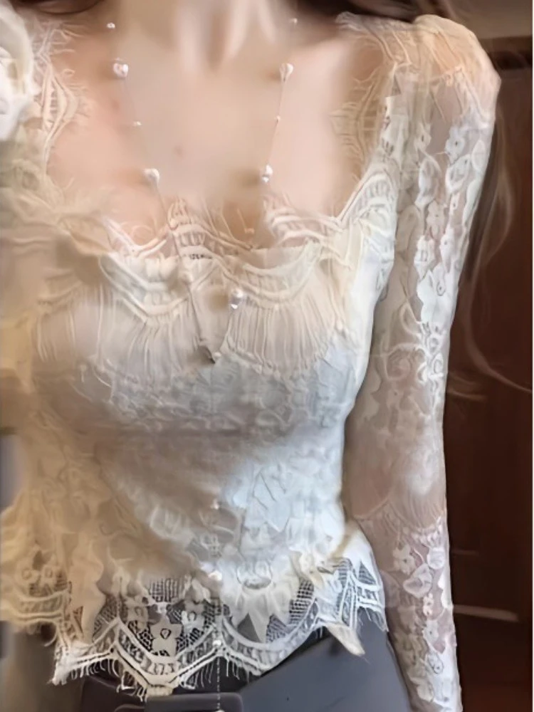 Sexy Lace Puff Sleeve T-shirt 2025 Spring Summer New French Style T-shirts Slim Fit Flattering Women Blouse Fashion Girls Tops
Sexy Lace Puff Sleeve T-shirt 2025 Spring Summer New French Style T-shirts Slim Fit Flattering Women Blouse Fashion Girls Tops