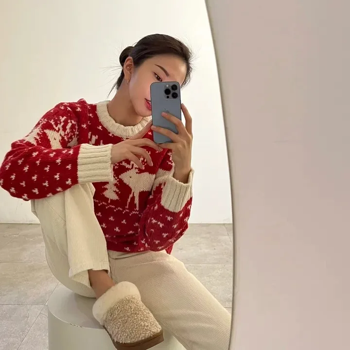 Women's O-neck Long-sleeved Christmas Elk Jacquard Pullovers Sweaters Autumn and Winter Casual Loose Warm Versatile Knitted Tops
Women's O-neck Long-sleeved Christmas Elk Jacquard Pullovers Sweaters Autumn and Winter Casual Loose Warm Versatile Knitted Tops