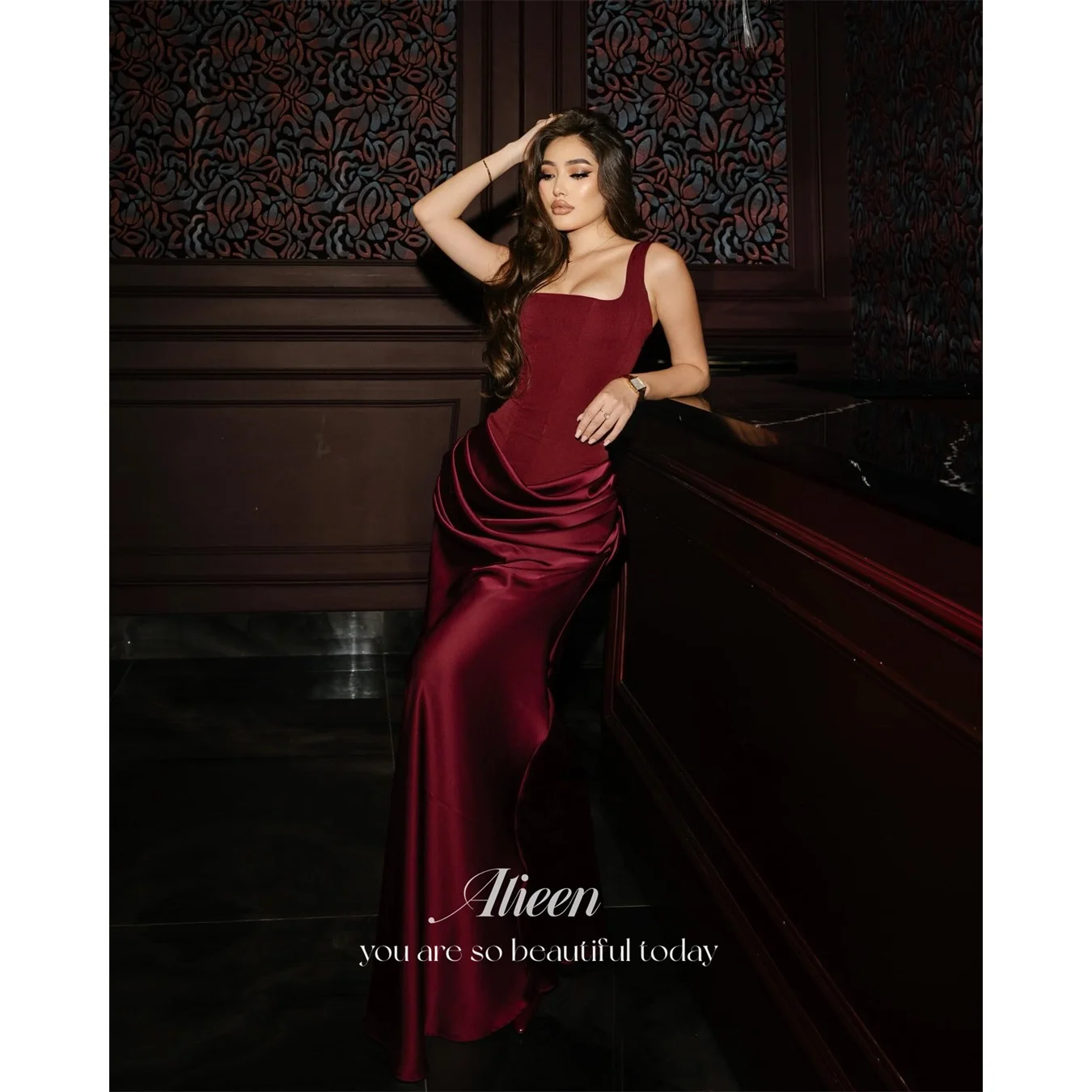 Aileen Satin Square Collar Burgundy Mermaid Evening Dress 2026 Prom Dress Formal Evening Robes de Soirée Elegant Women's
Aileen Satin Square Collar Burgundy Mermaid Evening Dress 2026 Prom Dress Formal Evening Robes de Soirée Elegant Women's