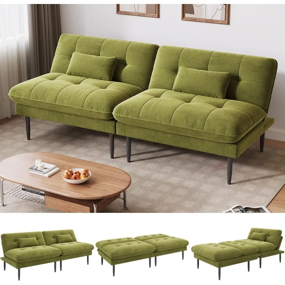 70 Velvet Sleeper Sofa with Adjustable Backrest, Thick Cushions, Convertible into Loveseat, Living Room Furniture, Olive Green
70 Velvet Sleeper Sofa with Adjustable Backrest, Thick Cushions, Convertible into Loveseat, Living Room Furniture, Olive Green