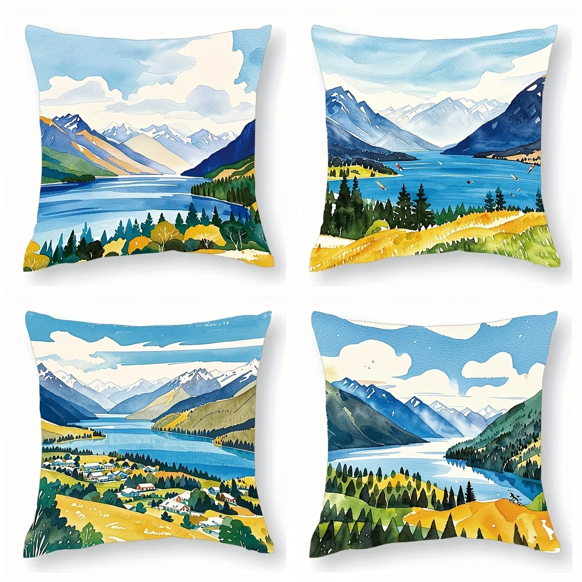 4Pcs Minimalist Nordic Throw Pillow Covers Fresh Watercolor Alpine Lake Wilderness Scenery Art Cushion Cases for Balcony Office
4Pcs Minimalist Nordic Throw Pillow Covers Fresh Watercolor Alpine Lake Wilderness Scenery Art Cushion Cases for Balcony Office